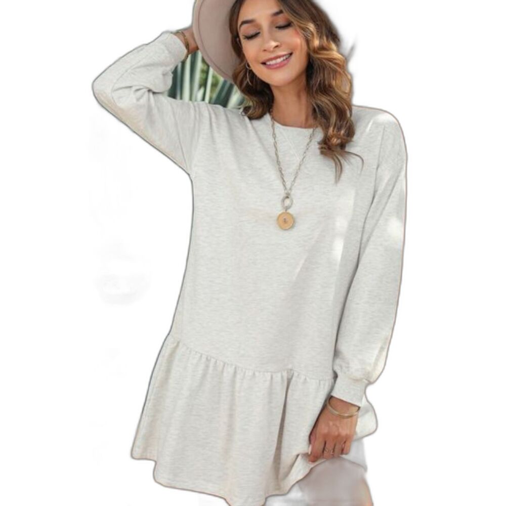 Women's Round Neck Dropped Shoulder Mini Dress Size 5XL Gray